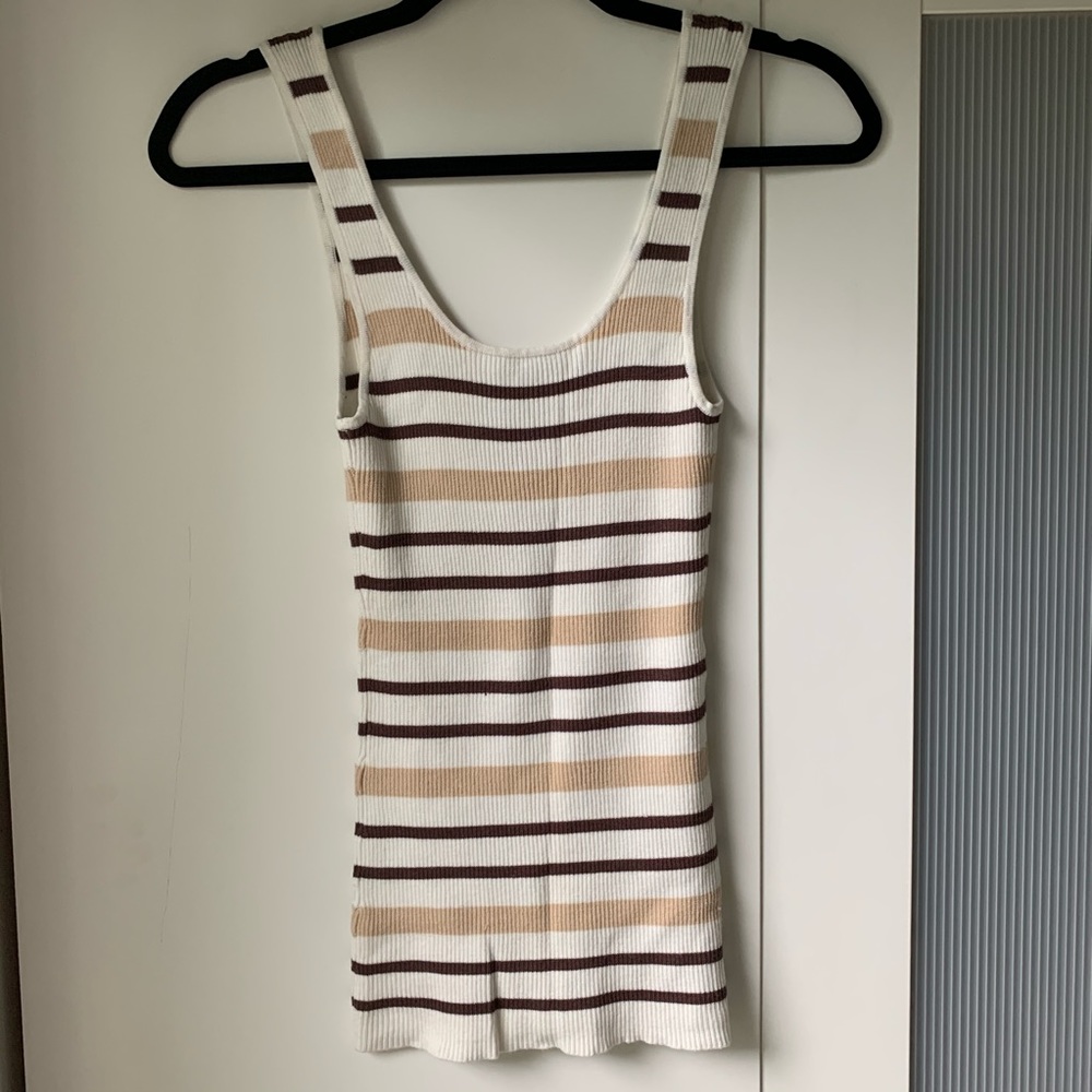 Ribbed Brown and tan striped tank